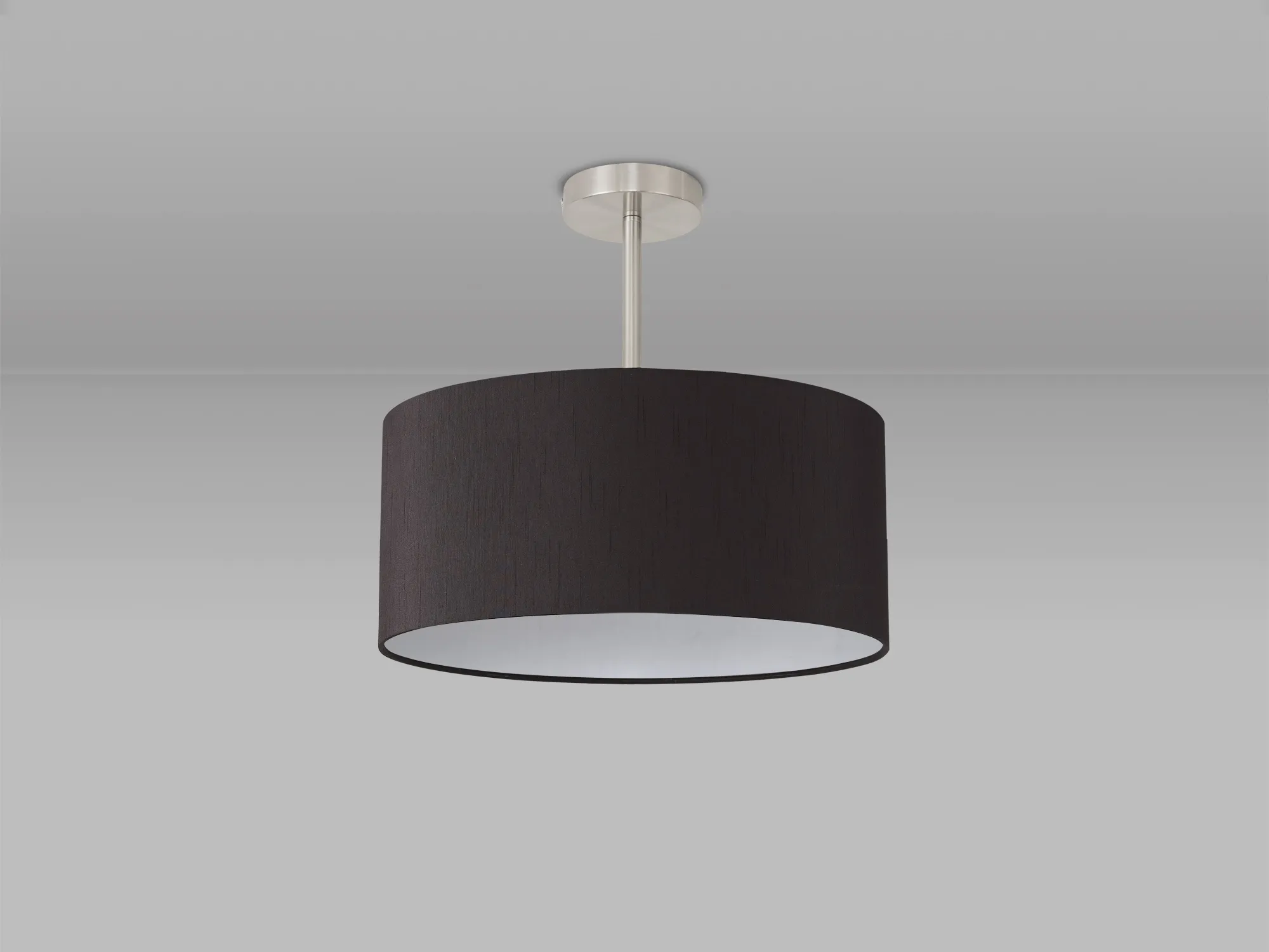 Baymont 40cm Semi Flush 1 Light Satin Nickel, Black DK0253  Deco Baymont